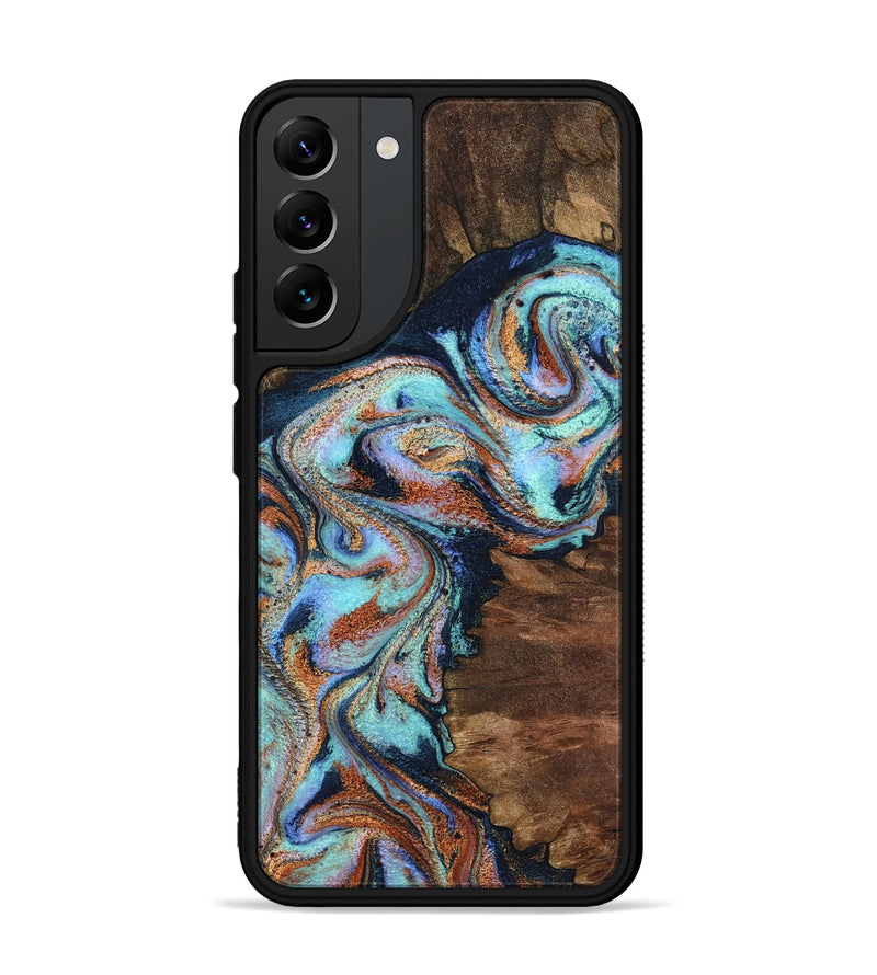 Galaxy S22 Plus Wood Phone Case - Claire (Teal & Gold, 801646)