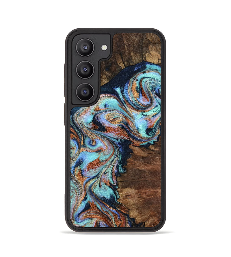 Galaxy S23 Wood Phone Case - Claire (Teal & Gold, 801646)