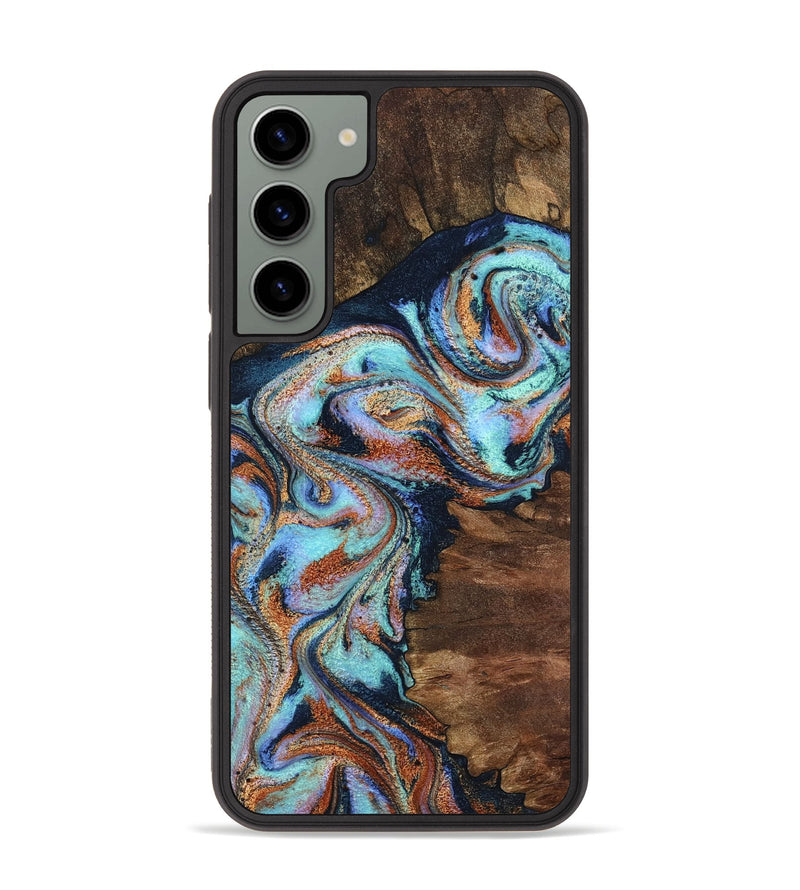 Galaxy S23 Plus Wood Phone Case - Claire (Teal & Gold, 801646)