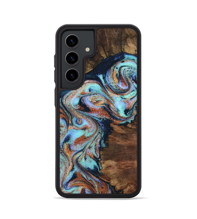 Galaxy S24 Wood Phone Case - Claire (Teal & Gold, 801646)