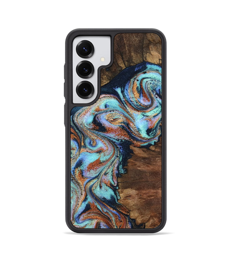 Galaxy S25 Wood Phone Case - Claire (Teal & Gold, 801646)