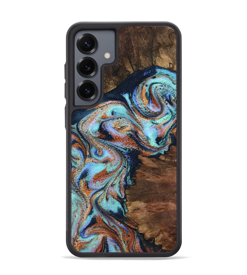 Galaxy S25 Plus Wood Phone Case - Claire (Teal & Gold, 801646)