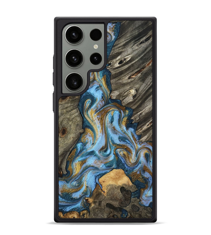 Galaxy S24 Ultra Wood Phone Case - Jarred (Teal & Gold, 801647)
