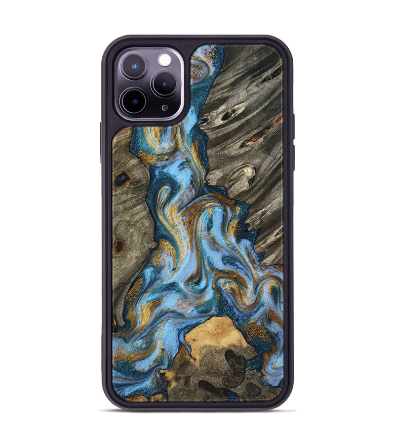 iPhone 11 Pro Max Wood Phone Case - Jarred (Teal & Gold, 801647)