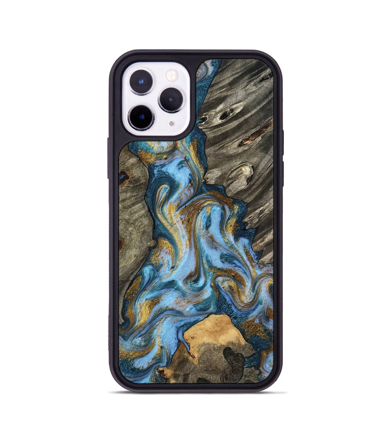 iPhone 11 Pro Wood Phone Case - Jarred (Teal & Gold, 801647)