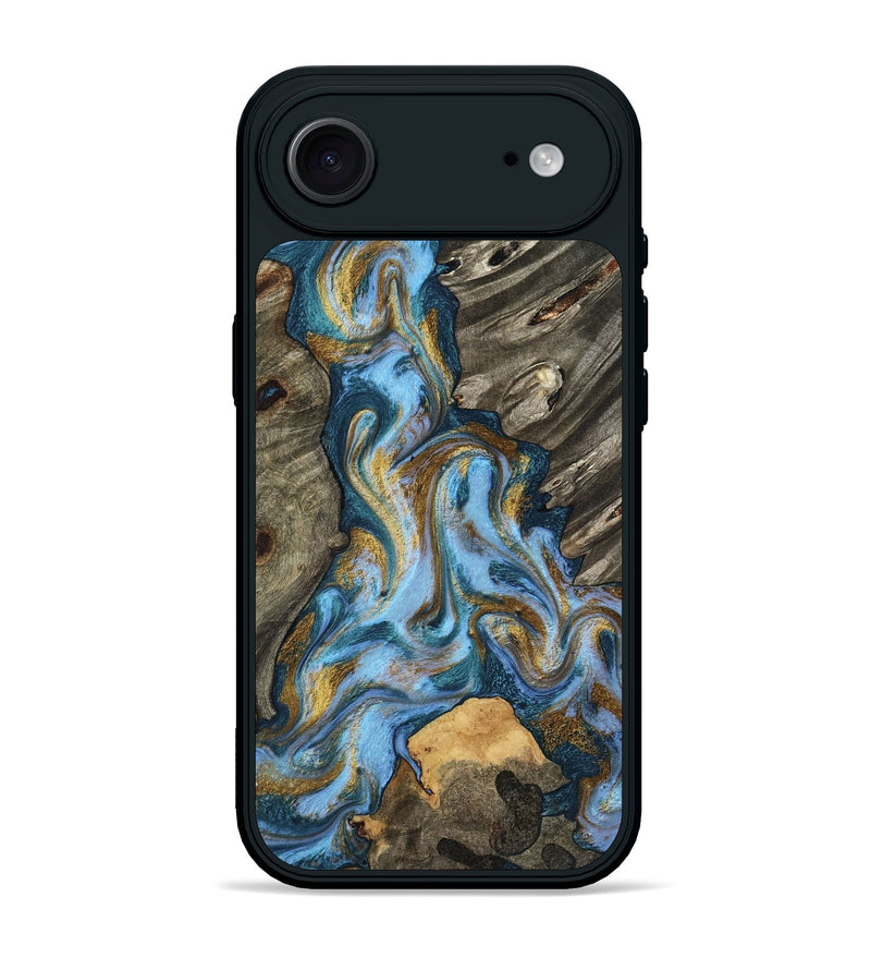 iPhone 17 Air Wood Phone Case - Jarred (Teal & Gold, 801647)