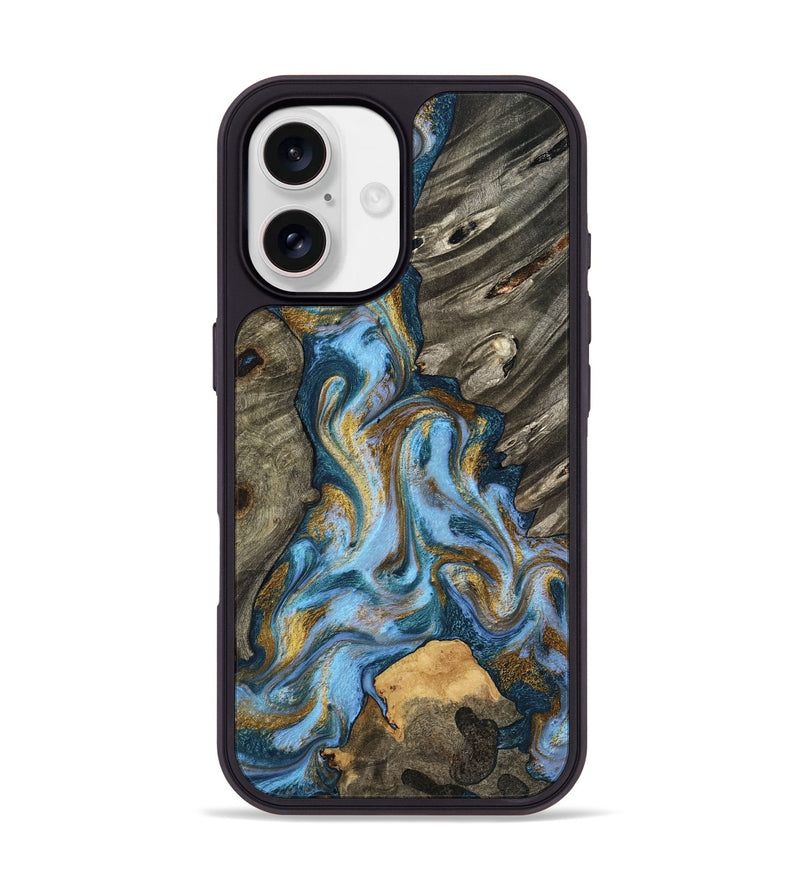 iPhone 17 Wood Phone Case - Jarred (Teal & Gold, 801647)