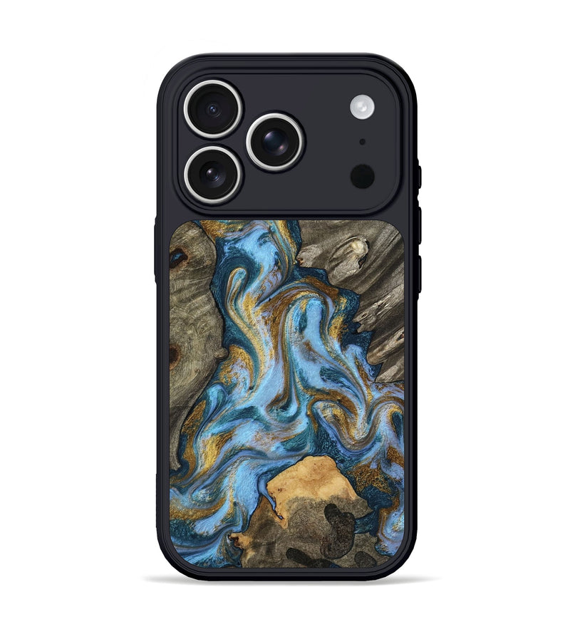 iPhone 17 Pro Wood Phone Case - Jarred (Teal & Gold, 801647)