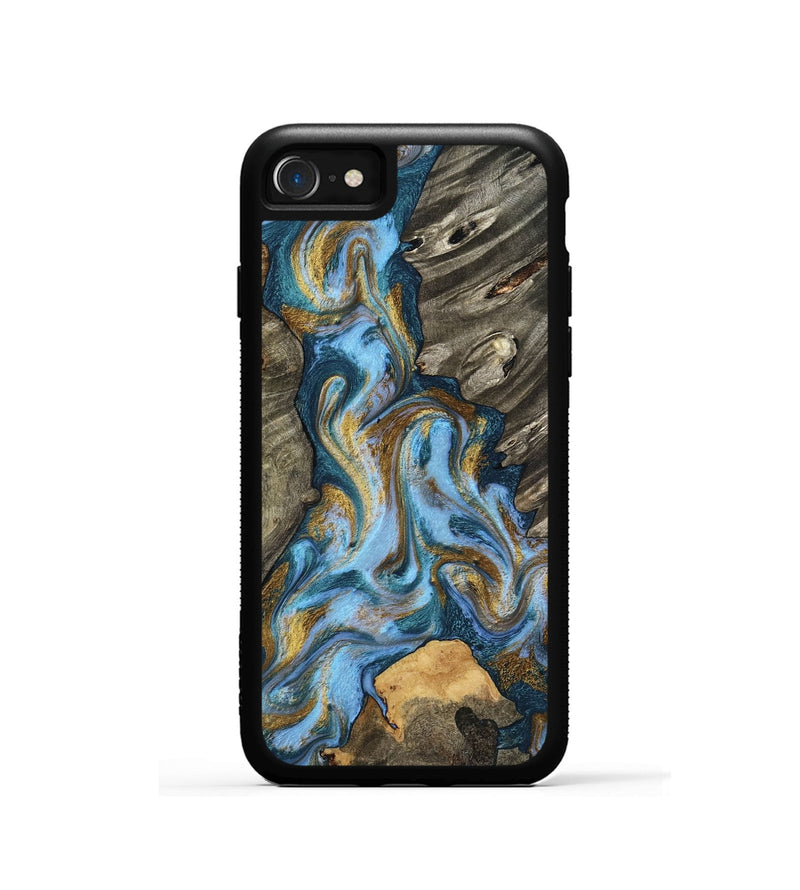 iPhone SE Wood Phone Case - Jarred (Teal & Gold, 801647)
