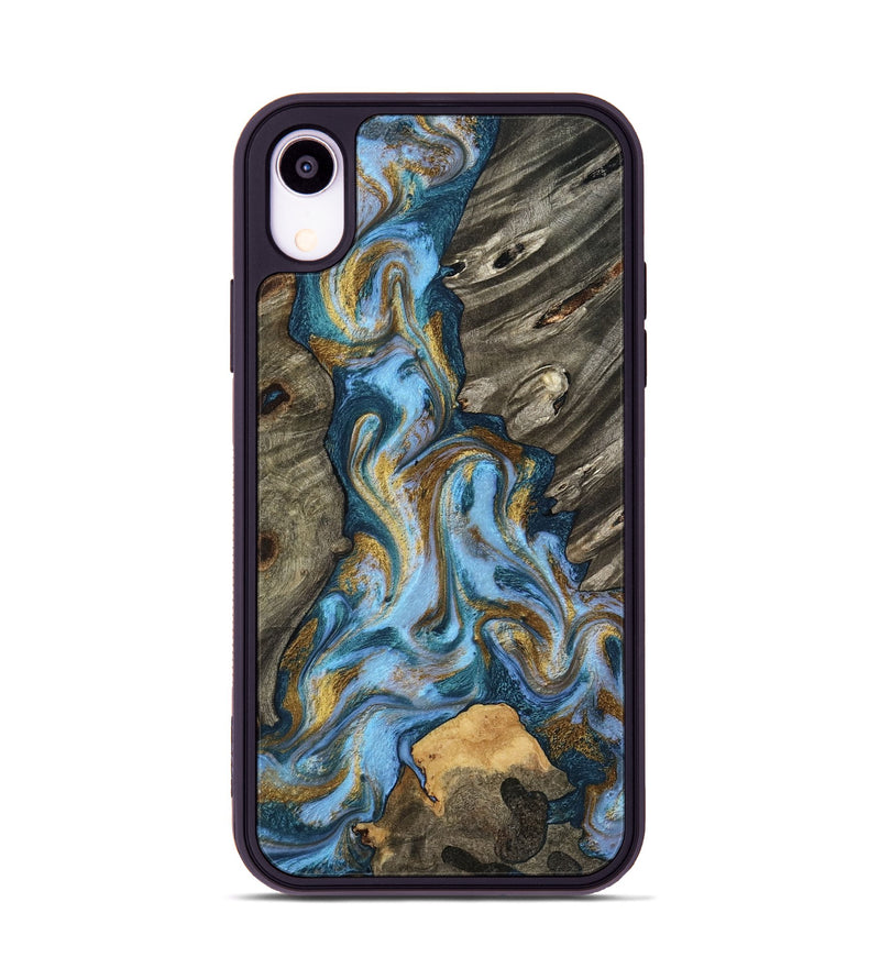 iPhone Xr Wood Phone Case - Jarred (Teal & Gold, 801647)