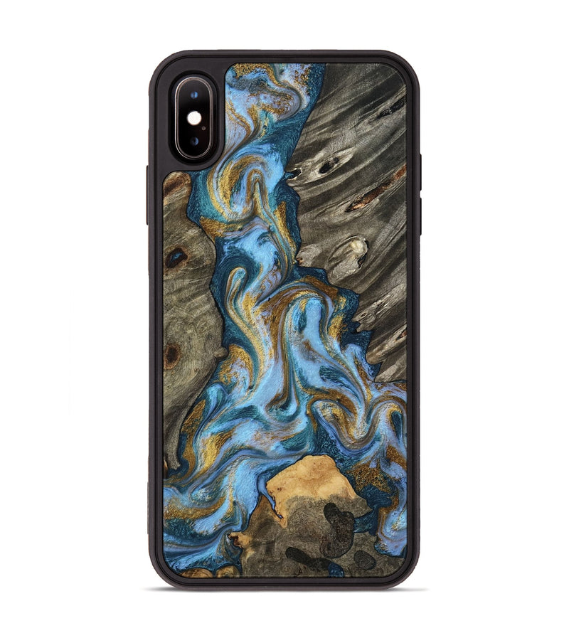 iPhone Xs Max Wood Phone Case - Jarred (Teal & Gold, 801647)
