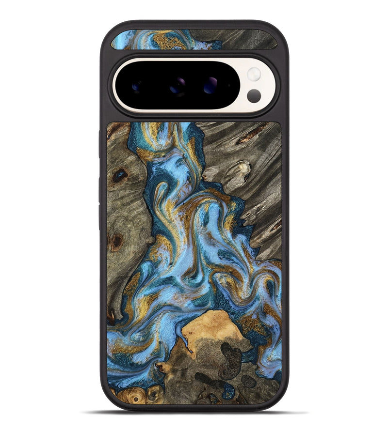 Pixel 10 Pro XL Wood Phone Case - Jarred (Teal & Gold, 801647)