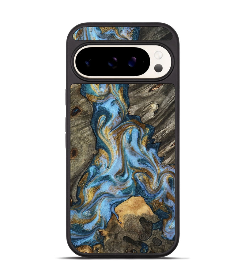 Pixel 9 Pro Wood Phone Case - Jarred (Teal & Gold, 801647)
