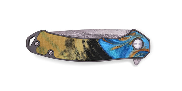 EDC Wood Pocket Knife - Aliya (Teal & Gold, 801648)
