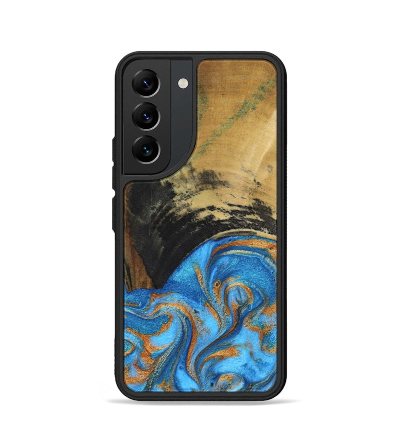 Galaxy S22 Wood Phone Case - Aliya (Teal & Gold, 801648)