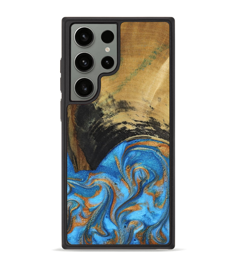 Galaxy S23 Ultra Wood Phone Case - Aliya (Teal & Gold, 801648)