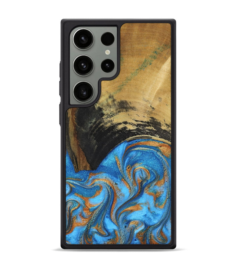 Galaxy S24 Ultra Wood Phone Case - Aliya (Teal & Gold, 801648)