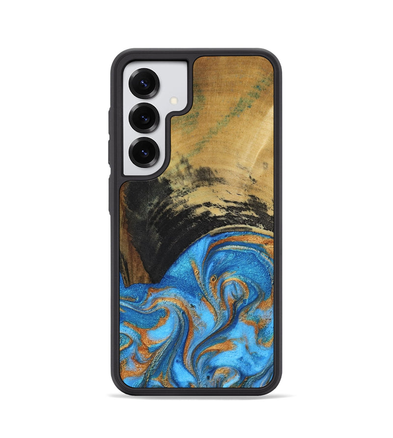 Galaxy S25 Wood Phone Case - Aliya (Teal & Gold, 801648)