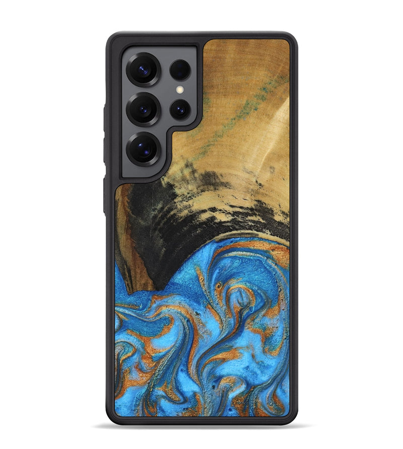 Galaxy S25 Ultra Wood Phone Case - Aliya (Teal & Gold, 801648)