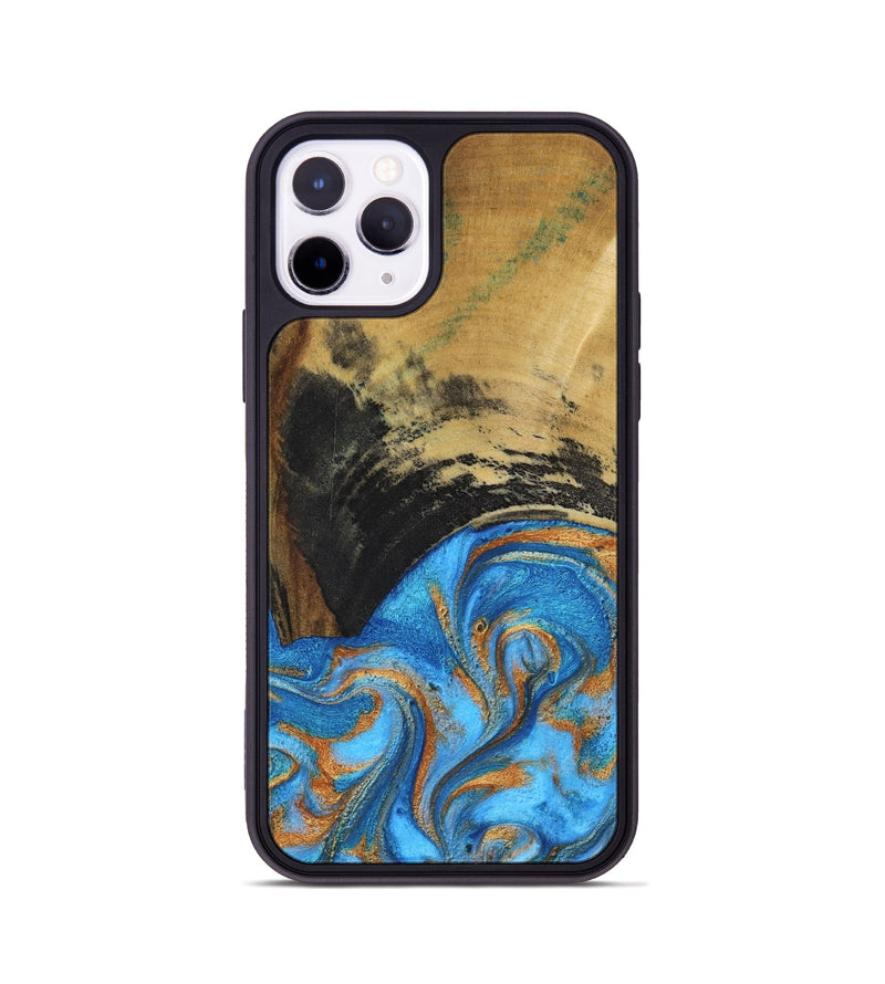 iPhone 11 Pro Wood Phone Case - Aliya (Teal & Gold, 801648)
