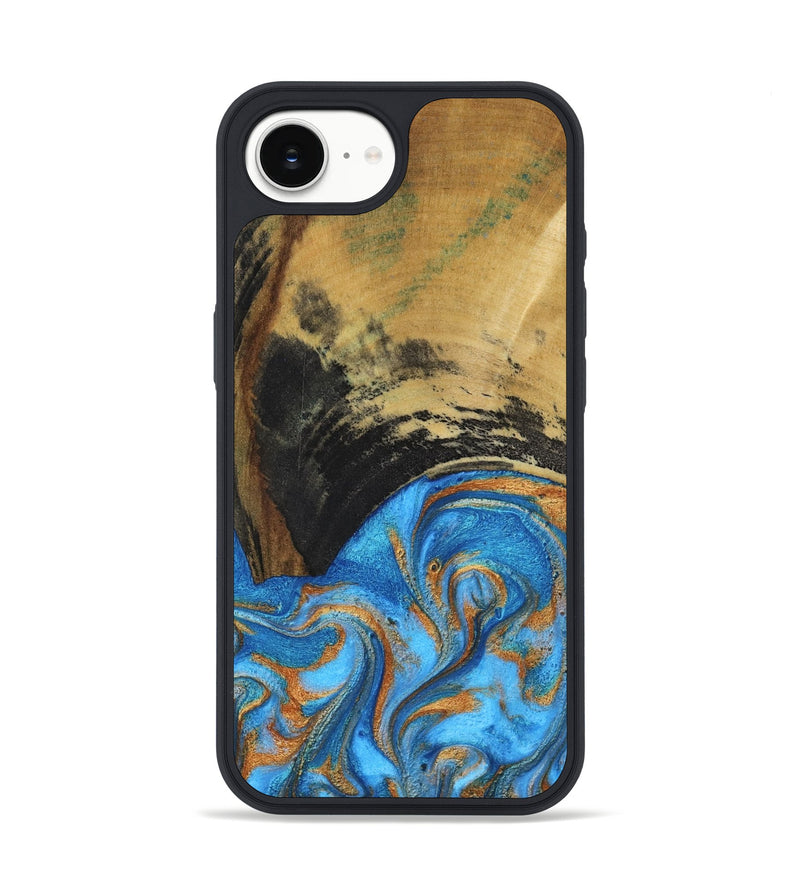 iPhone 16e Wood Phone Case - Aliya (Teal & Gold, 801648)