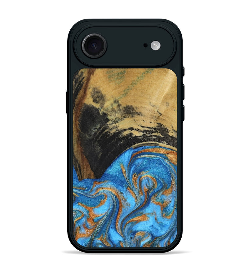 iPhone 17 Air Wood Phone Case - Aliya (Teal & Gold, 801648)