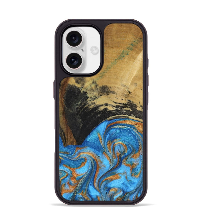 iPhone 17 Wood Phone Case - Aliya (Teal & Gold, 801648)