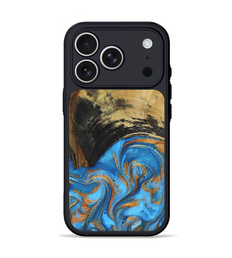 iPhone 17 Pro Wood Phone Case - Aliya (Teal & Gold, 801648)