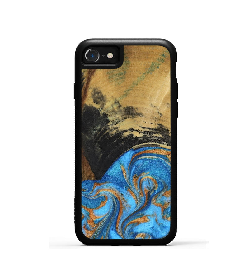 iPhone SE Wood Phone Case - Aliya (Teal & Gold, 801648)