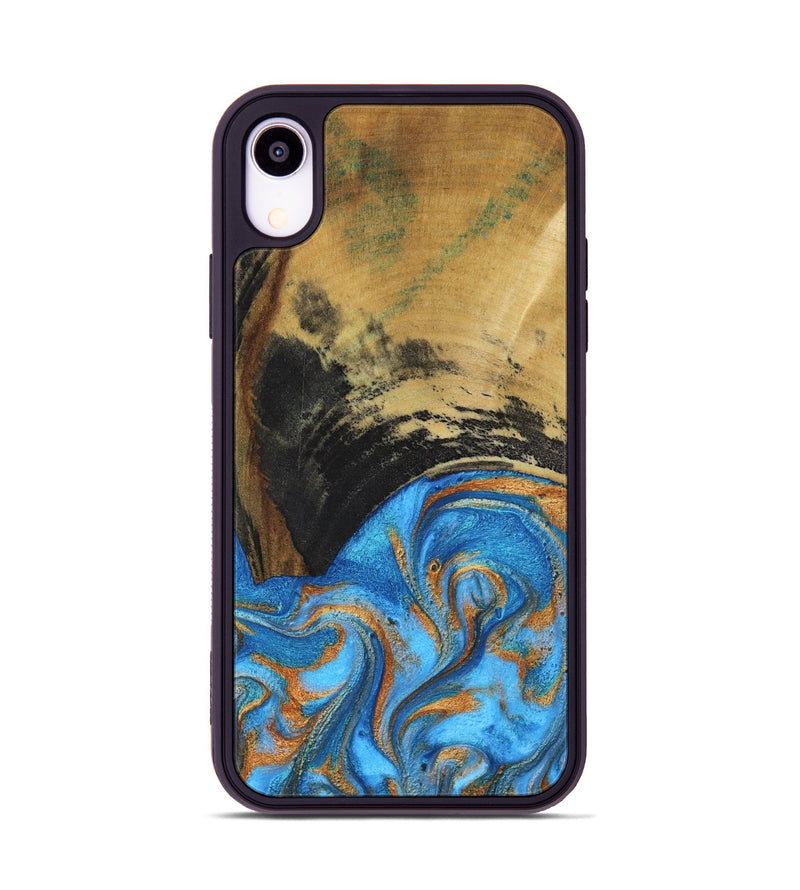 iPhone Xr Wood Phone Case - Aliya (Teal & Gold, 801648)