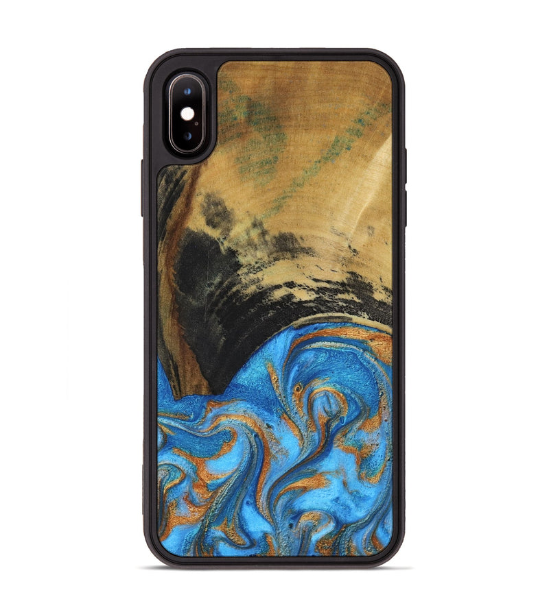 iPhone Xs Max Wood Phone Case - Aliya (Teal & Gold, 801648)