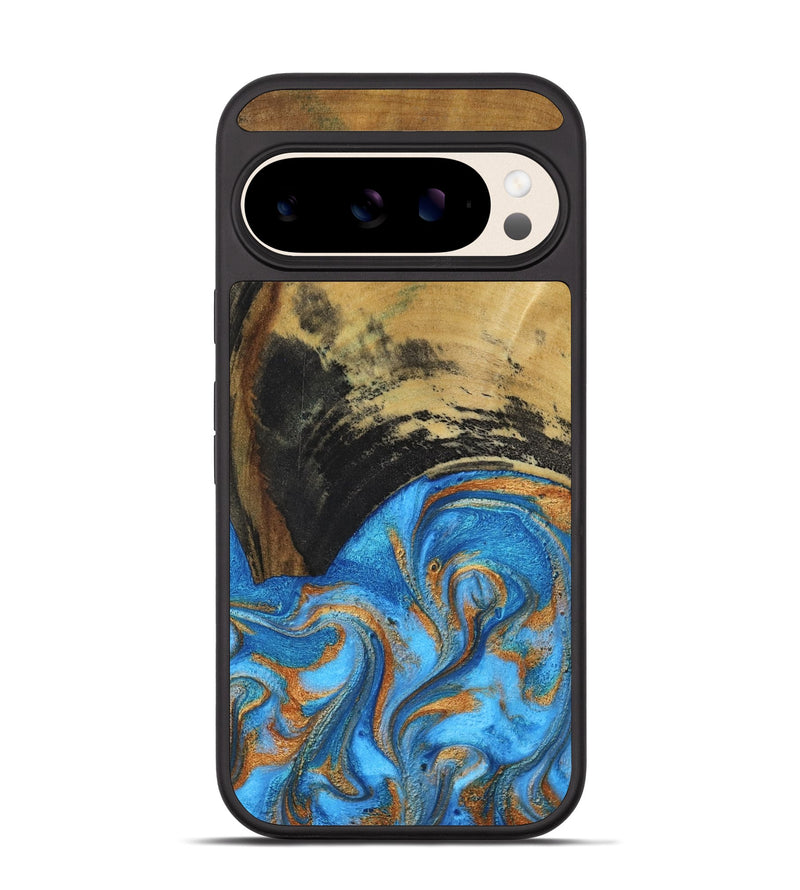 Pixel 10 Wood Phone Case - Aliya (Teal & Gold, 801648)