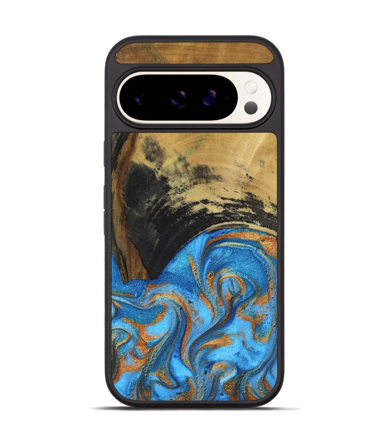 Pixel 9 Wood Phone Case - Aliya (Teal & Gold, 801648)