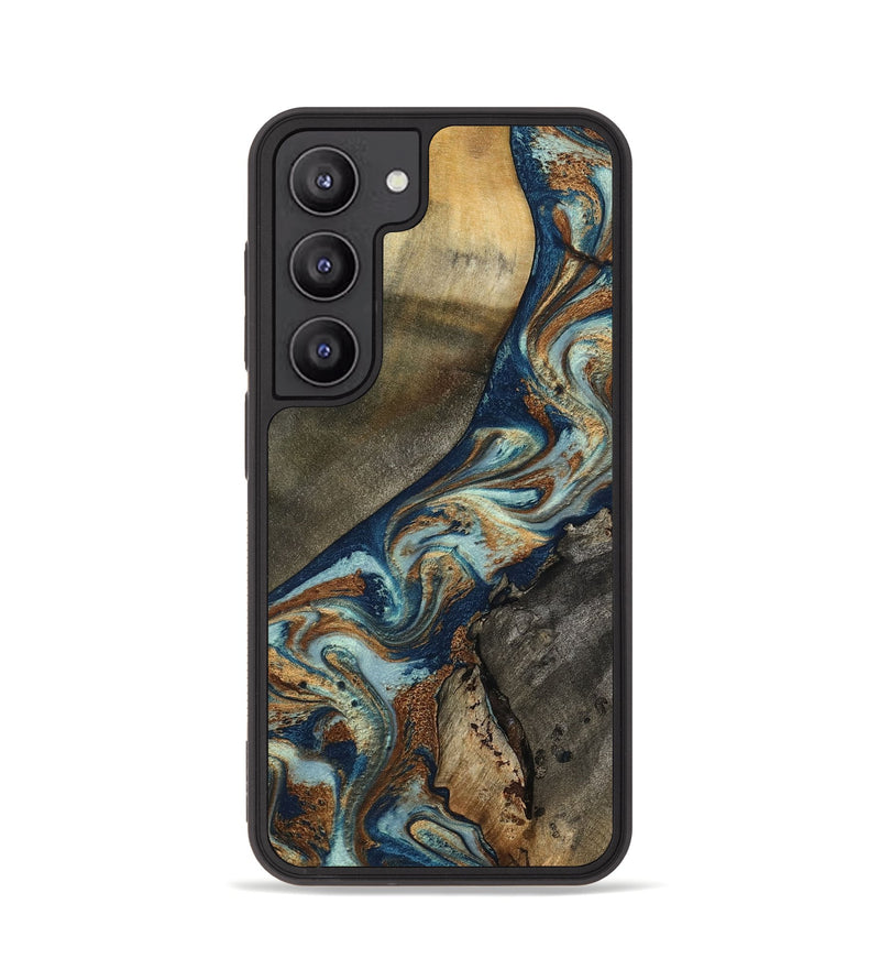 Galaxy S23 Wood Phone Case - Karon (Teal & Gold, 801649)