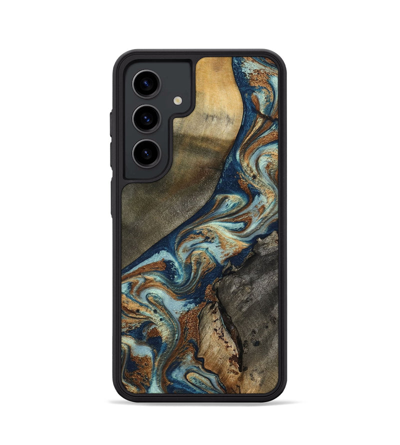 Galaxy S24 Wood Phone Case - Karon (Teal & Gold, 801649)