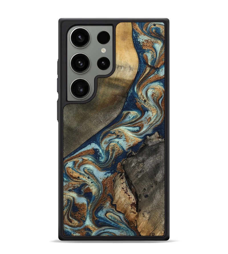 Galaxy S24 Ultra Wood Phone Case - Karon (Teal & Gold, 801649)