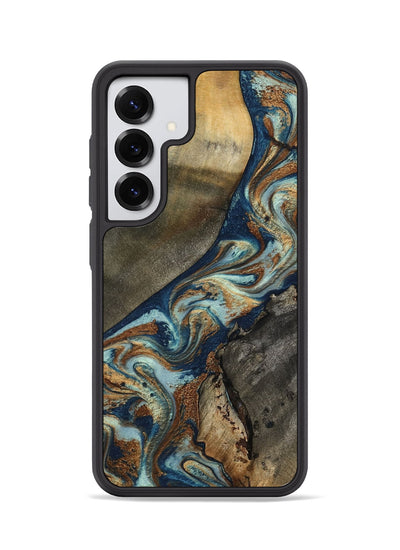 Galaxy S25 Wood Phone Case - Karon (Teal & Gold, 801649)