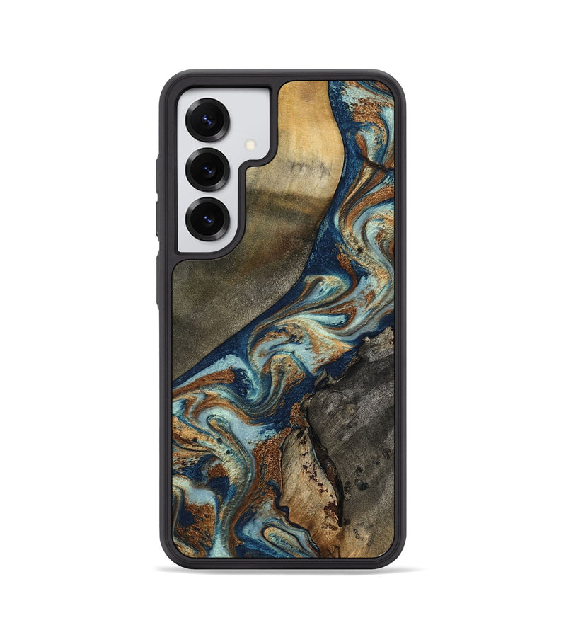 Galaxy S25 Wood Phone Case - Karon (Teal & Gold, 801649)