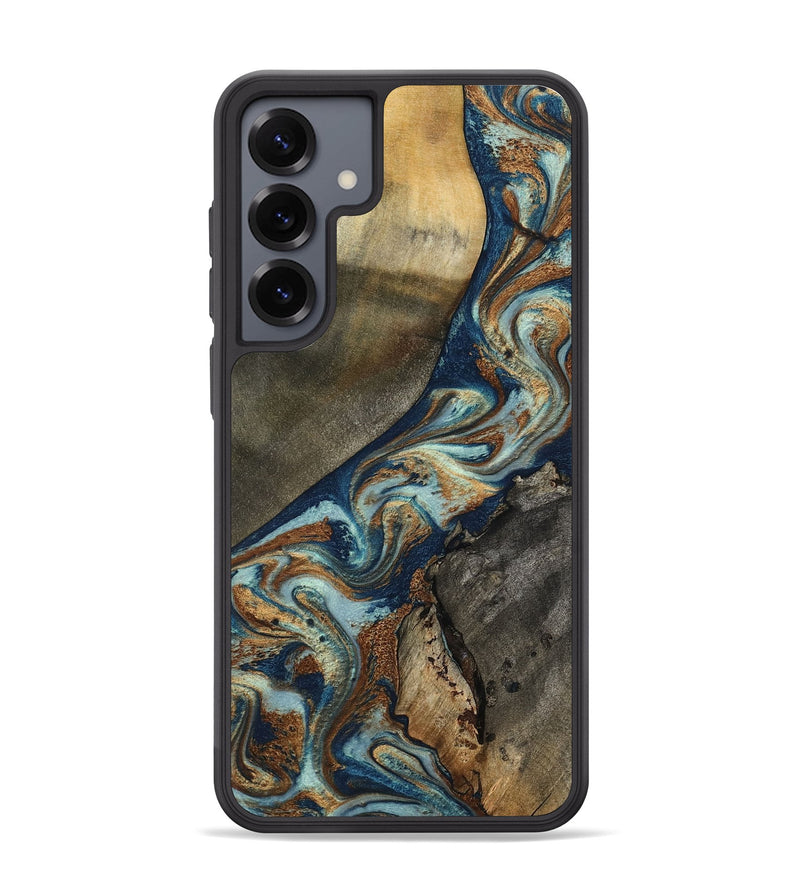 Galaxy S25 Plus Wood Phone Case - Karon (Teal & Gold, 801649)