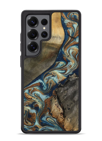 Galaxy S25 Ultra Wood Phone Case - Karon (Teal & Gold, 801649)