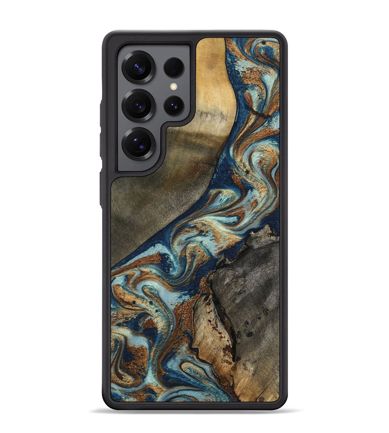 Galaxy S25 Ultra Wood Phone Case - Karon (Teal & Gold, 801649)