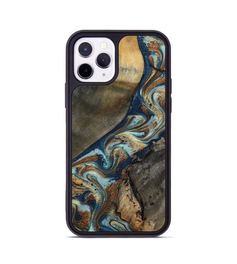 iPhone 11 Pro Wood Phone Case - Karon (Teal & Gold, 801649)