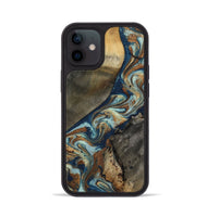 iPhone 12 Wood Phone Case - Karon (Teal & Gold, 801649)