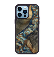 iPhone 14 Pro Max Wood Phone Case - Karon (Teal & Gold, 801649)