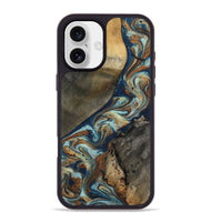 iPhone 16 Plus Wood Phone Case - Karon (Teal & Gold, 801649)