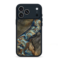 iPhone 17 Pro Max Wood Phone Case - Karon (Teal & Gold, 801649)