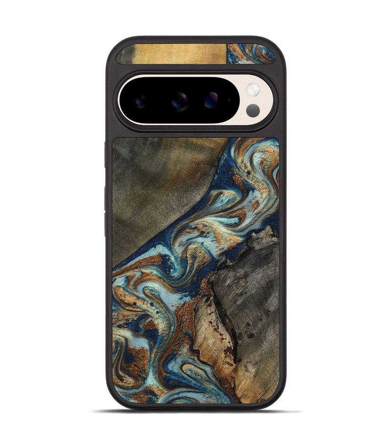 Pixel 10 Wood Phone Case - Karon (Teal & Gold, 801649)