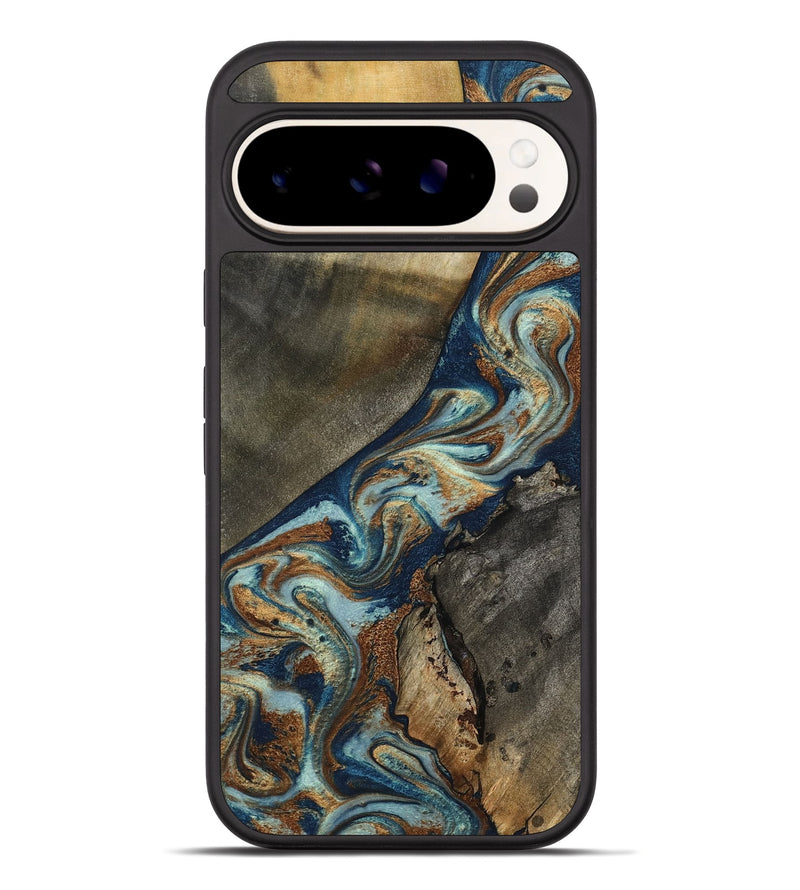 Pixel 10 Pro XL Wood Phone Case - Karon (Teal & Gold, 801649)
