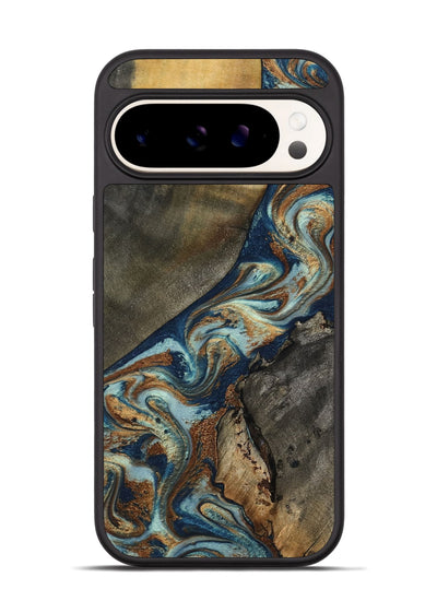Pixel 9 Wood Phone Case - Karon (Teal & Gold, 801649)