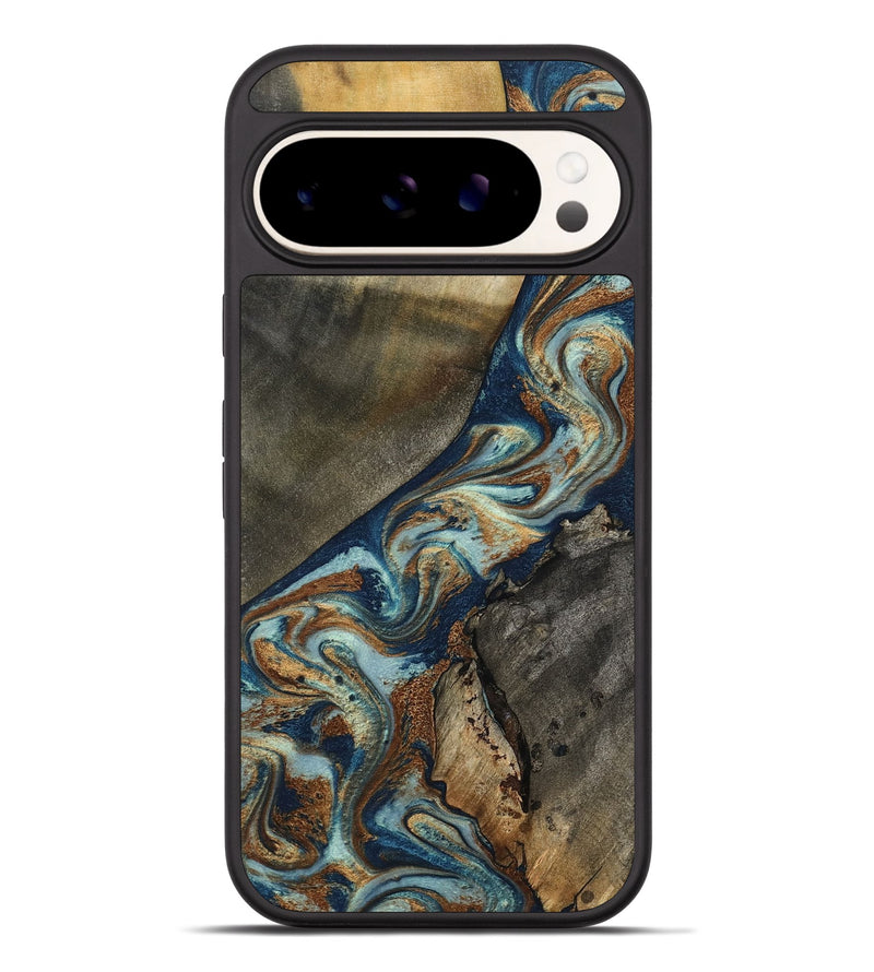 Pixel 9 Pro XL Wood Phone Case - Karon (Teal & Gold, 801649)